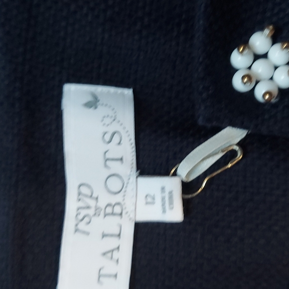 Rsvp by Talbots navy blazer with white beading - Picture 4 of 7
